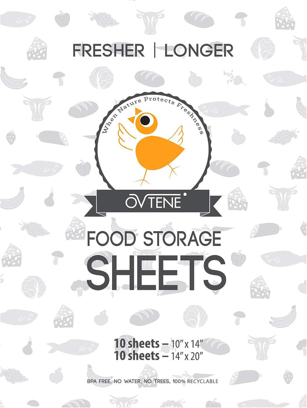 Food Storage Sheets for Cheese, Meat, and Produce - Keeps Food Fresher Longer (20 Sheets)