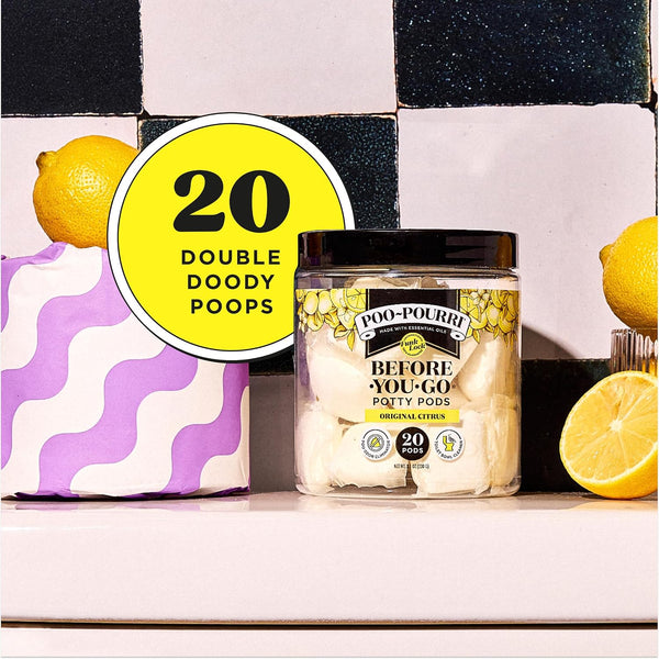 Poo~Pourri Original Citrus Before-You-Go 2-in-1 Toilet Potty Pods 20ct - Bathroom Odor Remover & Toilet Cleaner - Plant Based Ingredients &