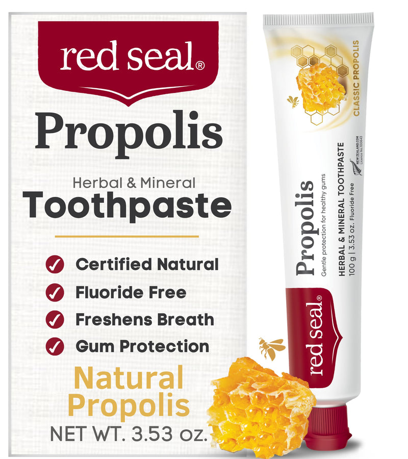 Red Seal Propolis Fluoride Free Natural Toothpaste - Mild Mint - 3.53 oz Natural Propolis 3.5 Ounce (Pack of 1)