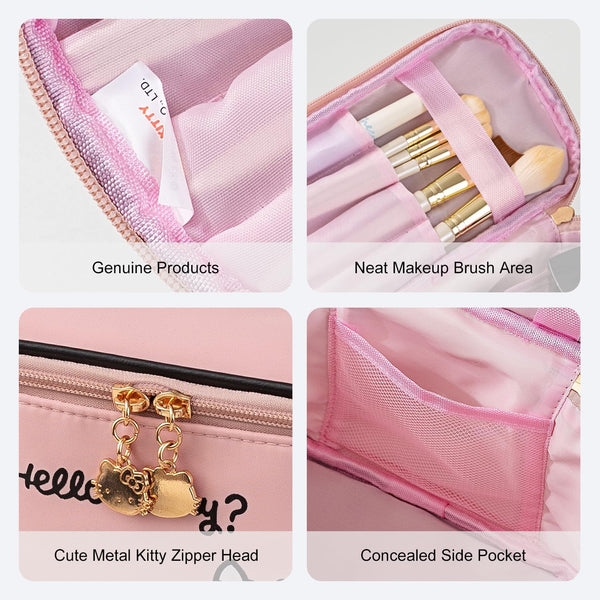 AmBealla Makeup Bag Large Waterproof Cosmetic Bags with Makeup Brush Holder,Cute Printed Makeup Organizer for Women Traveling,Portable Toiletry