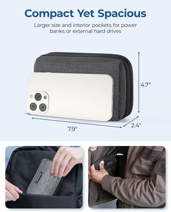 BAGSMART Electronics Travel Organizer for Cords Chargers Phones, Black | Travel Essentials, Tech Organizer Pouch, Cord organizer bag for Cables,