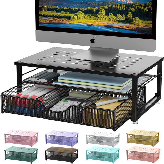 gianotter Computer Monitor Stand Riser, Desk Organizers and Accessories with Drawer, Office Desk Accessories & Workspace