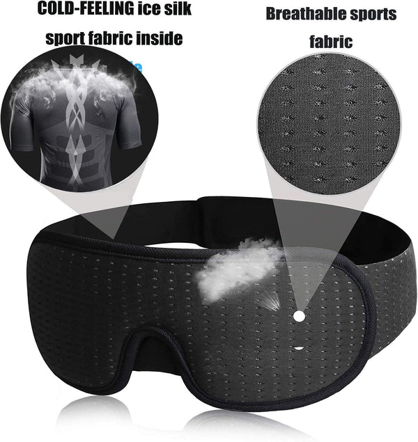 LEEKEN 3D Sleeping Eye Mask - 100% Lights Blockout Sleep Mask for Men Women, Cool Sports Fabric Eye Cover for Travel/Nap/Night