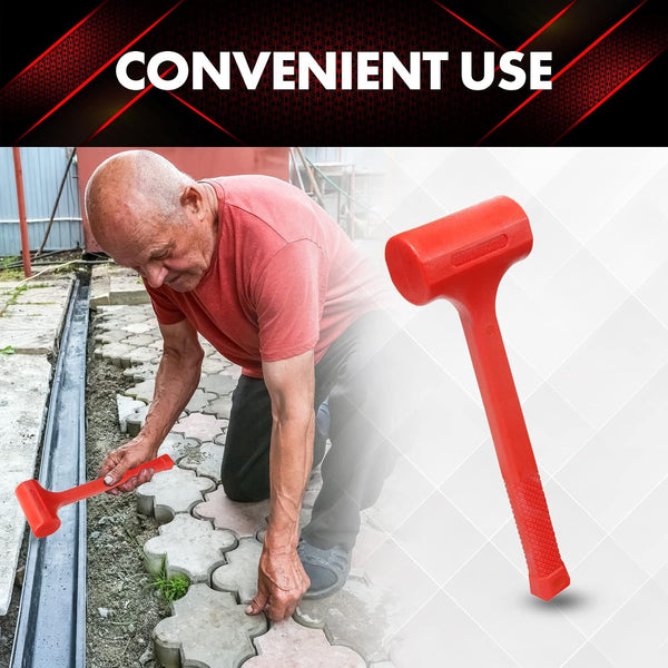 YIYITOOLS 1LB Dead Blow Hammer- Red, Mallet | Machinist Tools | Unibody Molded | Checkered Grip | Spark and Rebound Resistant 1LB Red