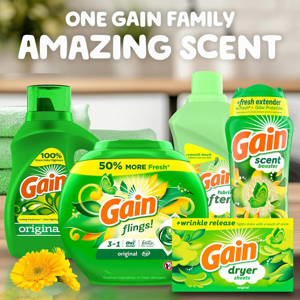 Gain, Laundry Dryer Sheets, Fabric Softener Wrinkle Reducing Anti Static Sheets, Original Scent, 240 Count (Packaging May Vary) Original 240 Count