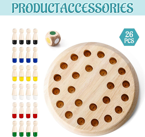 Wooden Memory Chess Matching Game: a Family Board Game Suitable for Children and Adults, Puzzle Toys Suitable for Ages 3, 4, 5, and 6, Birthday