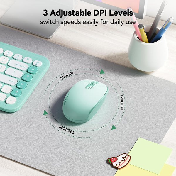 TECKNET Compact Ambidextrous Wireless Mouse for Laptop Mint Green