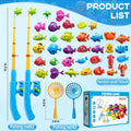 Magnetic Fishing Game Toys for Kids Toddlers 3-5 4-8, Water Table Bathtub Toys with Pole Rod Net Plastic Floating Fish, Water Bath Pool Outdoor