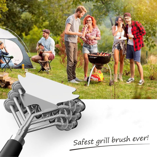 Stainless Steel BBQ Grill Brush and Scraper, Bristle-Free, Universal 3D Scraper Included