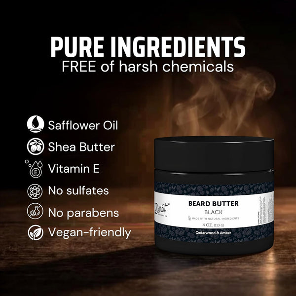 Detroit Grooming Co. Beard Butter for Men | Softens, Thickens & Hydrates with Safflower Oil & Shea Butter | Black Scent, 2oz