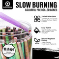 Colorful Pre Rolled Cones -72 Pack Rainbow King Size Cones Rolling Paper, Slow Burning Preroll Cones with Golden Spoon Suit Party(110Mm)