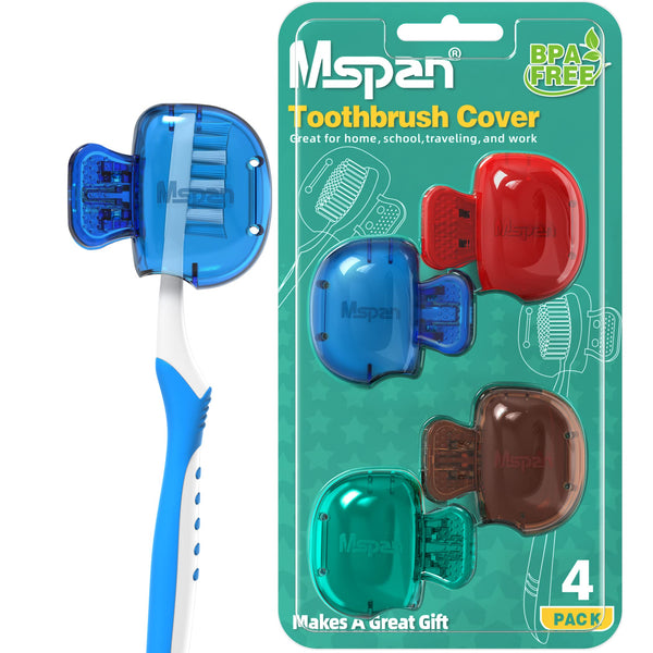 Mspan Toothbrush Head Cover Cap: Tooth Brush Protector Cute Plastic Clip Pod Compatible with Standard & Electric Toothbrush - Travel Case for