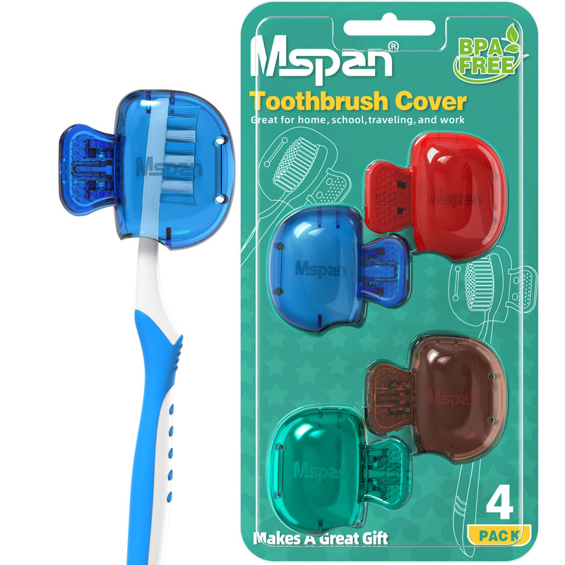 Mspan Toothbrush Head Cover Cap: Tooth Brush Protector Cute Plastic Clip Pod Compatible with Standard & Electric Toothbrush - Travel Case for