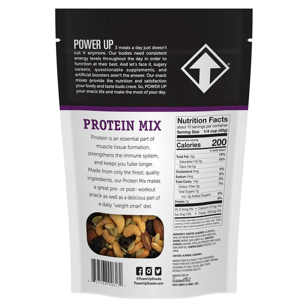 Power Up Premium Trail Mix - Protein Packed 14oz, No Added Sugar, Made Without Peanuts, Gluten Free, Vegan, Non-GMO Raisin 14 Ounce (Pack of 1)