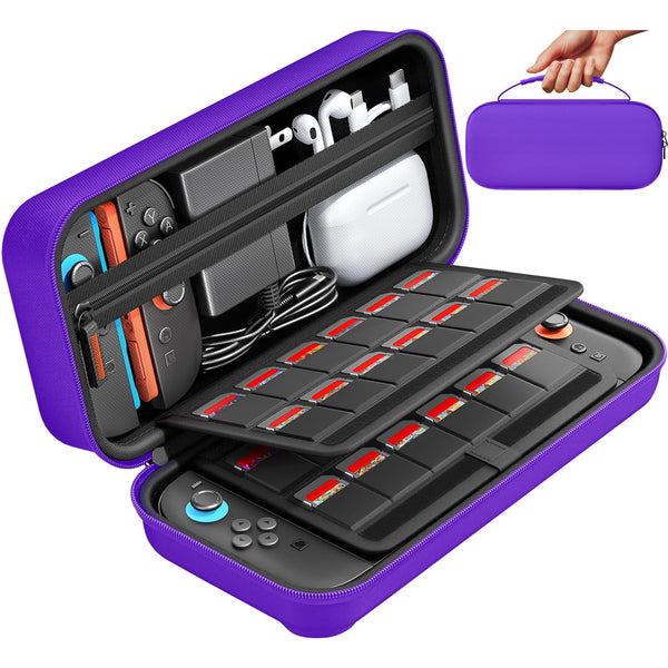 daydayup Switch Carrying Case Compatible with Nintendo Switch 2, with 24 Games Cartridges Protective Hard Shell Travel Carrying Pouch DS Case
