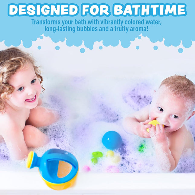 Tub Works® Magical Kids Bubble Bath, Variety 12 Pack | Creates Colorful Water & Tons of Foam Bath Bubbles | Nontoxic | C