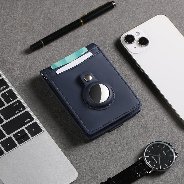 FALAN MULE Wallets for Men RFID Blocking Genuine Leather Bifold Minimalist Front Pocket Mens Wallet Dark Blue