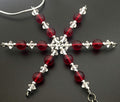 RUNNING SHOE Ornament - Beaded Snowflake Christmas Ornament/Gift Tag with round Running Shoe Charm with Jewelry Box - Handmade with Red Vintage Beads