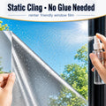 WPCTEV One Way Window Film, Daytime Privacy Mirror Window Tint, Static Cling Reflective Window Film Heat Control UV Blocking & Glare Reduction for