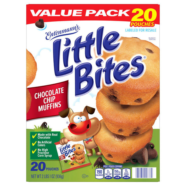 (Value Pack) Little Bites Chocolate Chip Muffins, 20 individual packs, (4 ct each), Mini Muffins, 33 oz Multipack Chocolate 132 Ounce (Pack of 20)