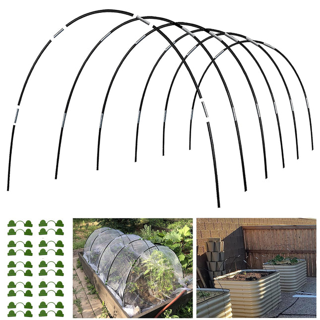 Garden Hoops Grow Tunnel, 6 Sets of 7FT Greenhouse Hoops for Raised Beds, Rust-P