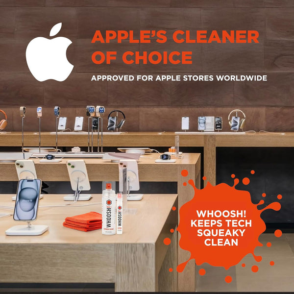 WHOOSH! Screen Shine Duo - Screen Cleaner Spray for Ipad, Monitor, Laptop, Macbook - 3.4 Oz & 0.3 Oz Bottles with 2 Microfiber Cloths - Portable