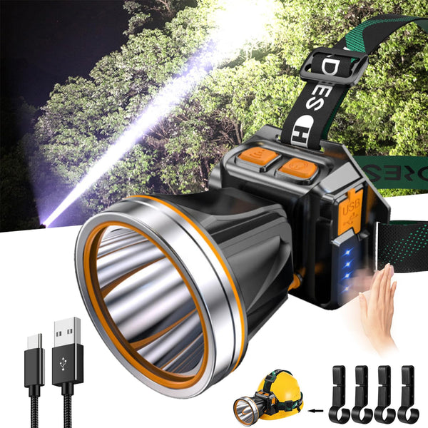 High Power LED Headlamp Super Bright Adult Motion Sensor Headlight Spotlight Waterproof Rechargeable Outdoor Hunting Light Flashlight Portable
