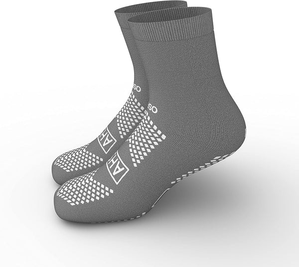 Grippy Socks | Gray One Size Fits Most Non Skid Socks | 6 Pairs of Anti-Slip Socks