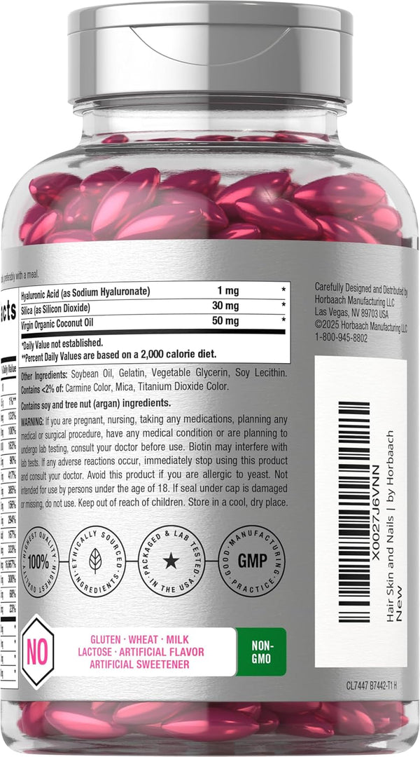 HorbÃÂ¤ach Hair Skin and Nails Vitamins | 300 Softgels | with Biotin and Collagen | Infused with Argan Oil and Coconut Oil | Non-Gmo, Gluten Free