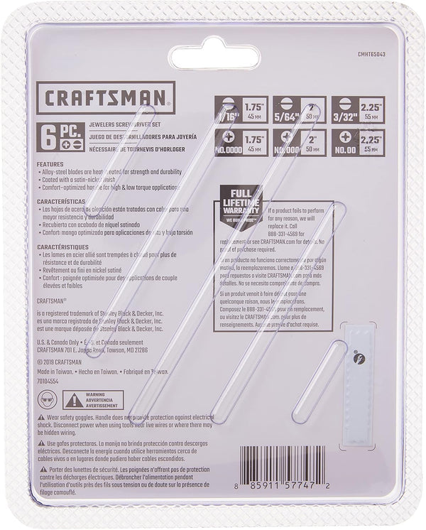 CRAFTSMAN Small Screwdiver Set, 6Piece Jewelers Set (CMHT65043)