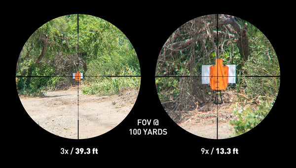 Monstrum 3-9x32 Rifle Scope with Rangefinder Reticle and Medium Profile Scope Rings | Black