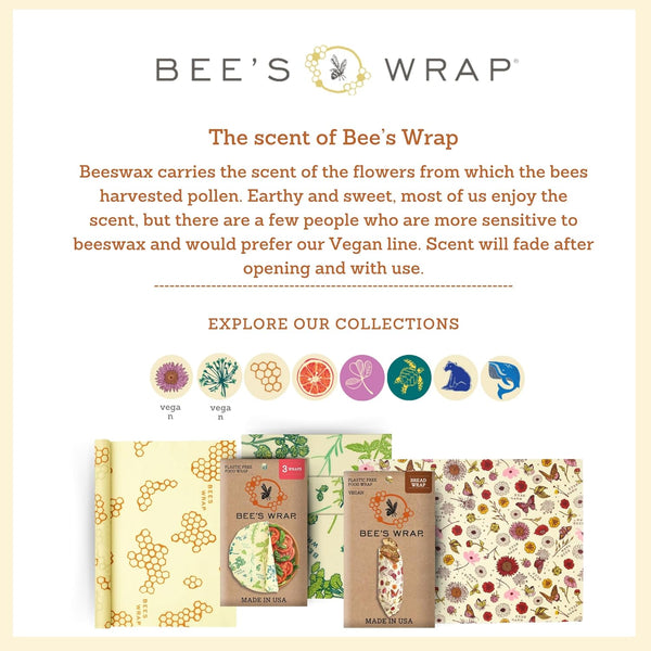 Bee's Wrap Beeswax Bread Wrap - Garden Party | Organic Beeswax Wraps - Plastic Free - Reusable Bread Storage - Sourdough, Artisan Loaves &