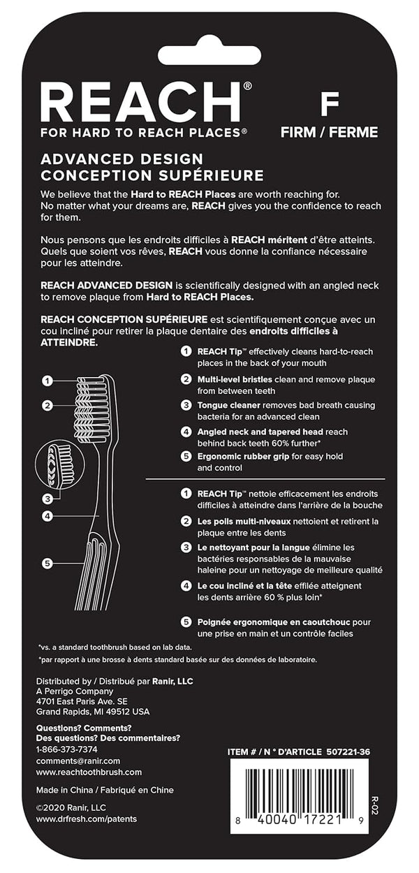 Reach Advanced Design Toothbrush, Firm Bristles, 7 Count Value Pack 7 Count (Pack of 1) Firm