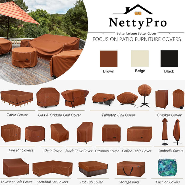 NettyPro Patio Chair Covers for Outdoor Furniture 4 Pack, Waterproof Heavy Duty Lawn Patio Furniture Cover Deep Seat Dining Chair Covers High