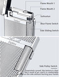 Dual Flame Mode Classic Lighter, Jet Torch Lighter Soft Flame Lighter 2 in 1 Windproof Refillable Butane Lighter for Men Dad Husband Collect,Black c