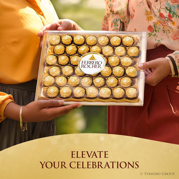Ferrero Rocher Gourmet Hazelnut Milk Chocolate Gift Box, 24 Individually Wrapped Chocolates, 10.6 oz 24 Count (Pack of 1)
