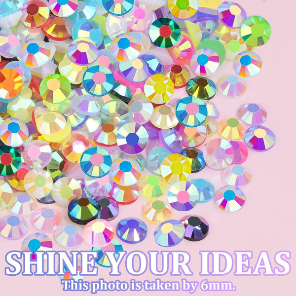 18000Pcs Resin Jelly Rhinestones for Bedazzling, Multicolor 3mm Flatback Rainbow Gems, Bedazzler Kit with 3Pcs 10ml B7000 Jewelry Glue for Crafts