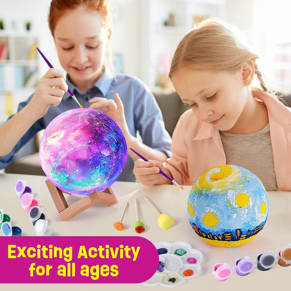 Paint Your Own Moon Lamp Kit, Cool Gifts DIY 3D Space Moon Night Light, Art Supplies Arts & Crafts Kit, Arts and Crafts for Kids Ages 8-12, Toys