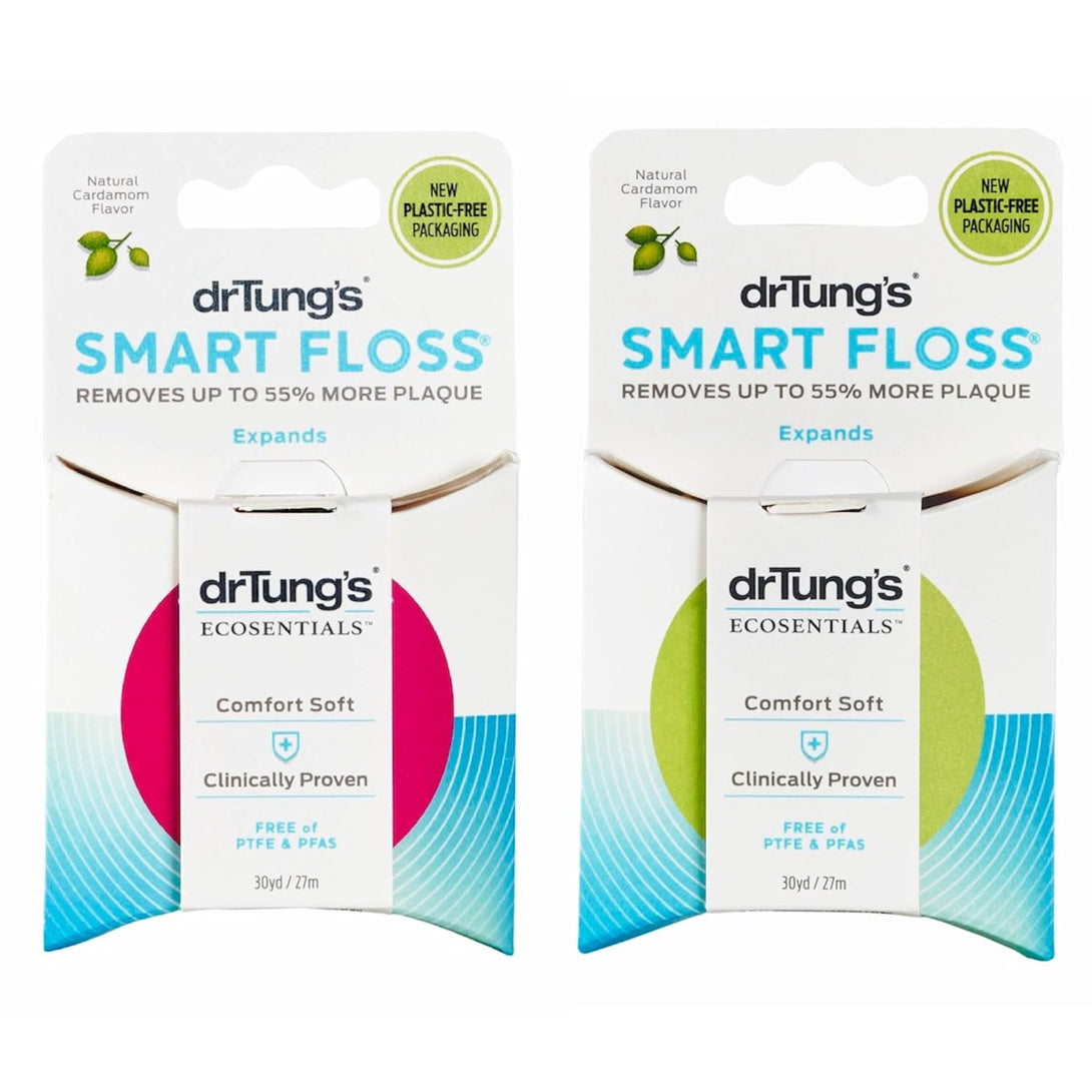 Drtung'S Smart Floss - Natural, PTFE & PFAS Free Floss, Gentle on Gums, Expands & Stretches, BPA Free Floss - Natural Dental Floss Cardamom Flavor (Pack of 2)