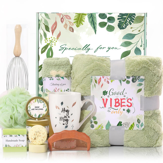 Solemon Green Gift Baskets for Women - Care Package for Women, Mom, Her, Wife, Sisters, Friend, Coworker, Grandma, St Pa