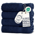 Chakir Turkish Linens | Hotel & Spa Quality 100% Cotton Premium Turkish Towels | Soft & Absorbent (4-Piece Washcloths, Navy) Navy 4-Piece Washcloths