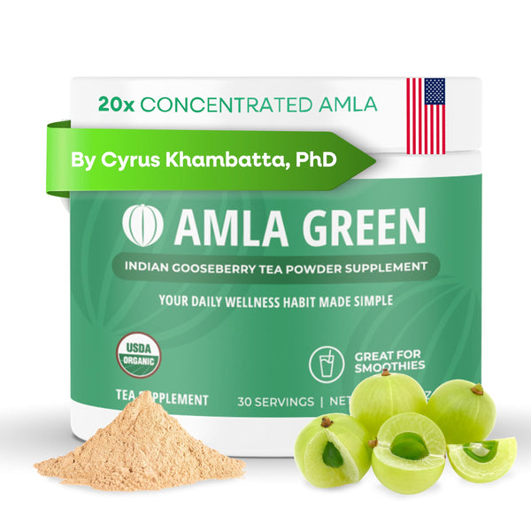 Amla Powder & Green Tea Superfood Supplement, 20x Ultra Concentrated Amla, Antioxidant Support, Made with Oolong Tea and Indian Gooseberries,