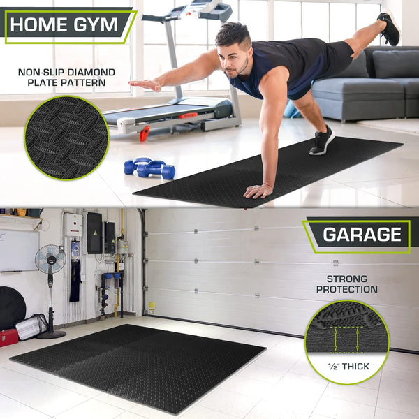 ProsourceFit Exercise Puzzle Mat ½-inch, EVA Interlocking Foam Floor Tiles for Home Gym, Workout Equipment, Kids Play Areas, Black, 24 SQ FT - 6
