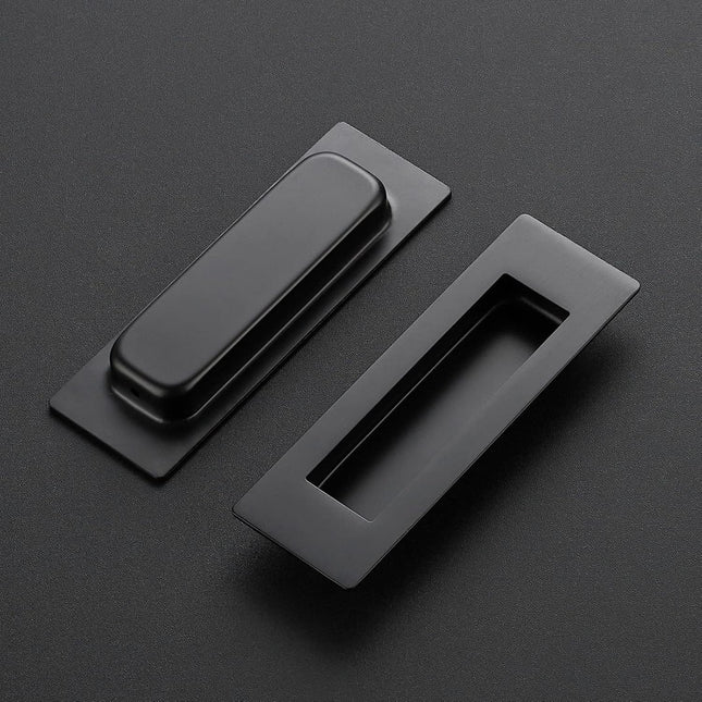 Ravinte 4 Pack Black Sliding Closet Door Handles Black Flush Pulls 4.72In Length Recessed Finger Pulls for Sliding Barn 