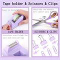 Purple Desk Accessories, Purple Office Supplies 360ÃÂ°Pen Holder Desk Organizers and Accessories with Tape Dispenser, Stapler, Staple Remover, 1000