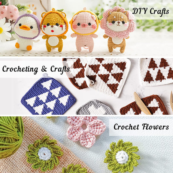 103 PCS Crochet Kit with Crochet Hooks Yarn Set, Premium Bundle Includes 1650 Yards Acrylic Yarn Skeins Balls, Needles, Accessories, Bag, Ideal