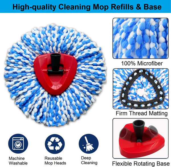 3 Pack Spin Mop Replacement Heads Compatible with O Cedar Rinseclean 2-Tank System, Microfiber Spin Mop Refills Replace Heads, Deep Cleaning,