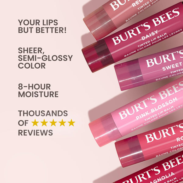 Burt'S Bees Lip Tint Balm with Long Lasting 2 in 1 Duo Tinted Balm Formula, Color Infused with Deeply Hydrating Shea Butter for a Natural Looking