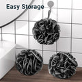 Amazerbath Loofah Sponge, Shower Loofah for Men and Women - Body Scrubber Loofa Set of 3 Classic Black & White Edge, Bath Sponge 60G/Pcs