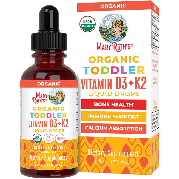 Maryruth Organics Vitamin D3 | Vitamin K2 | Vitamin D3 K2 Drops | K2 D3 Vitamin Liquid Supplement for Toddlers | Kids Supplement for Calcium